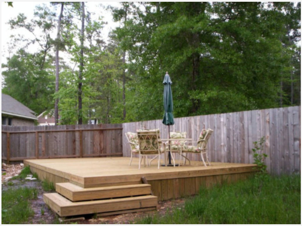 Simple backyard platform deck installation in Coldspring, TX
